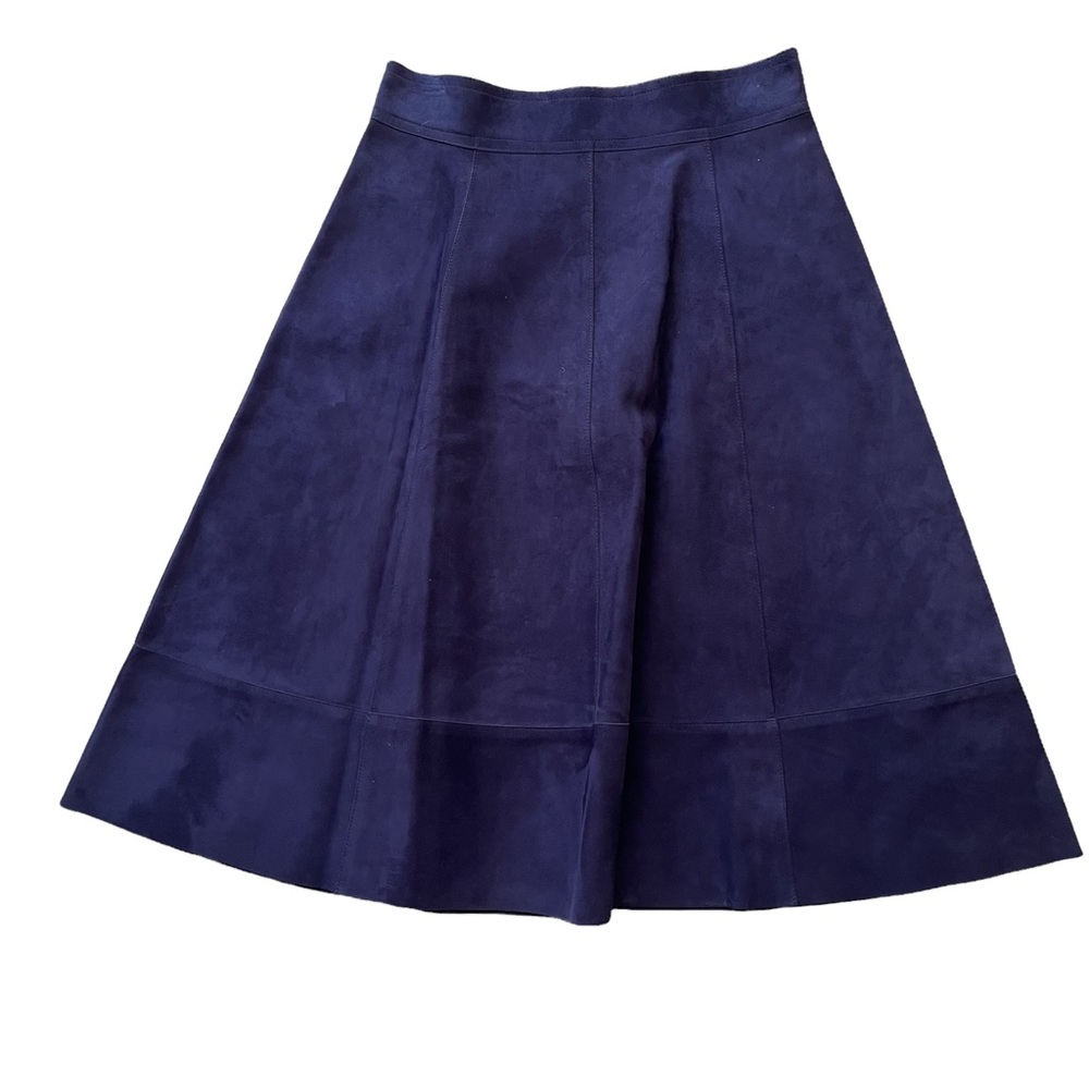 Michael Kors Indigo Blue Italian Lamb Suede Skirt 4 NEW